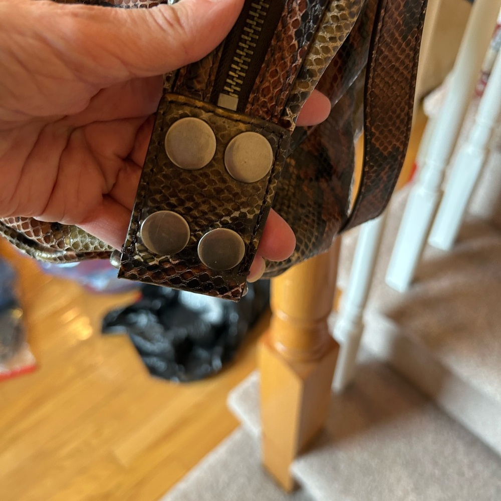 Botkier Green and Brown Satchel with Exotic Snakeskin Pattern - Picture 9 of 16